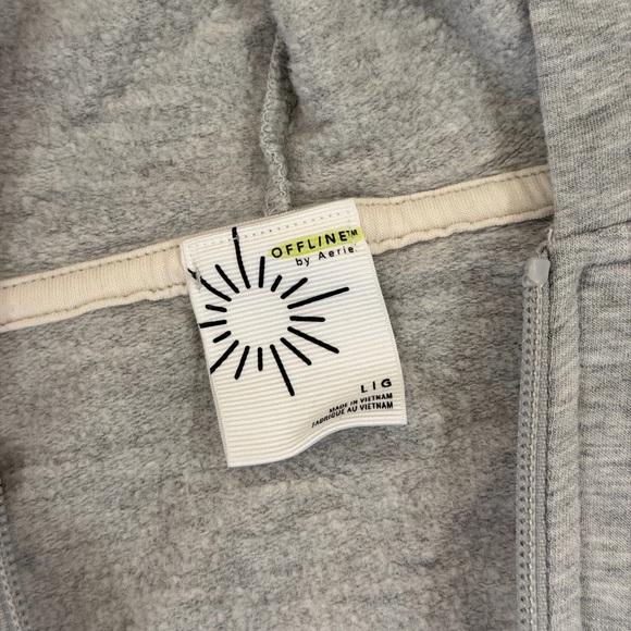 OFFLINE By Aerie OTT Cropped Full Zip Jacket Grey Sweatshirt Large - Picture 4 of 6